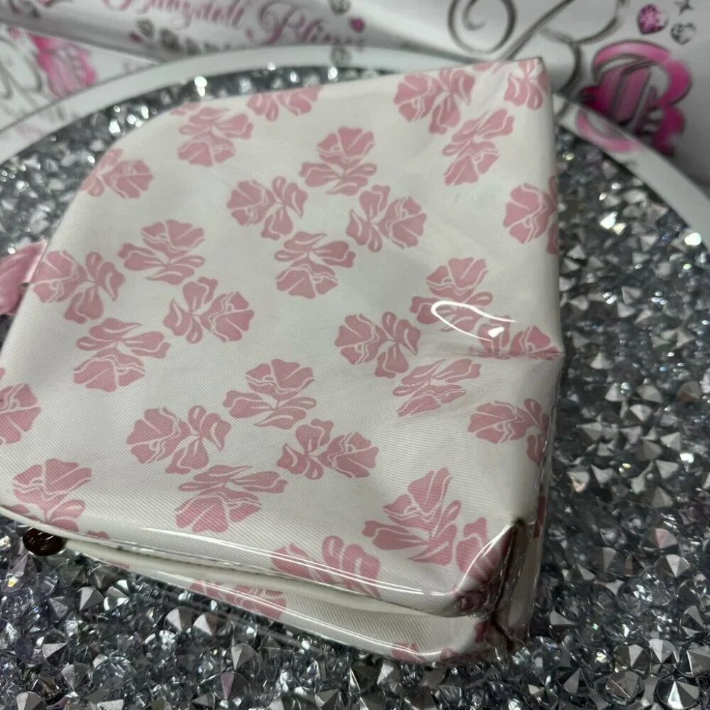 Oscar de la Renta Paris Women's Makeup Travel bag clutch tie up ribbon 🎀 pink